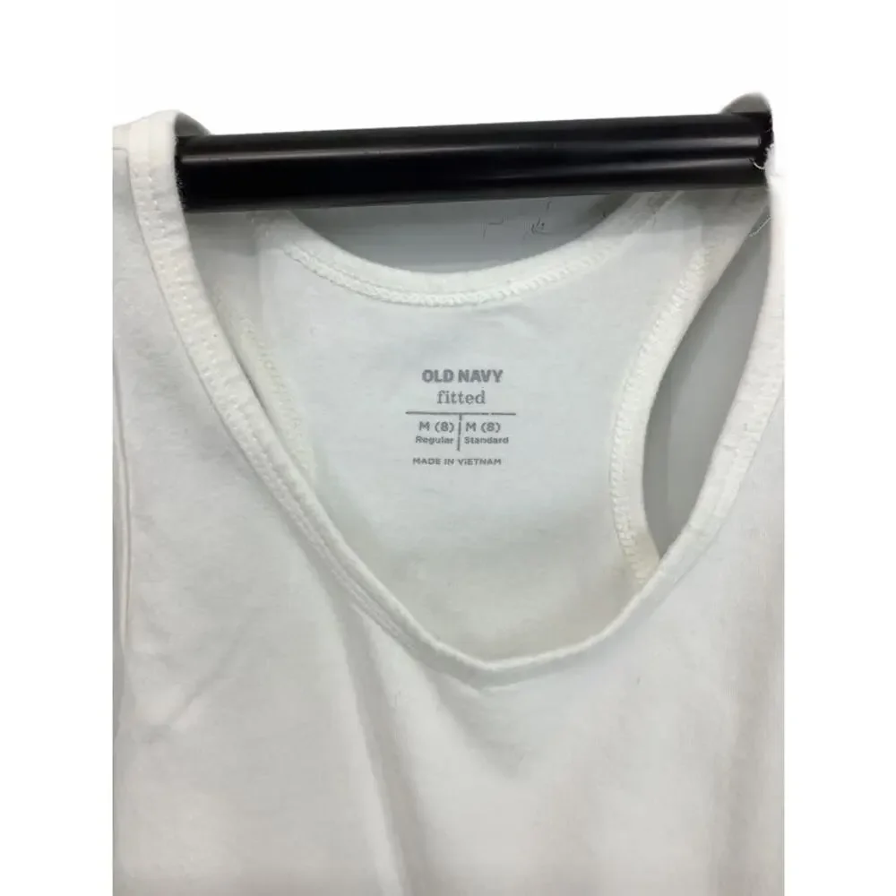 Hanes Old Navy 2 White Gray Tank Tops Medium 7/8
